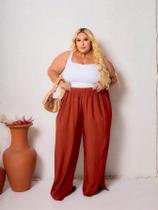 calça pantalona plus size tamanho grande duna cintura alta com elastico wide legging blogueira calça pantalona plus size tamanho grande duna cintura alta com elastico wide legging blogueira