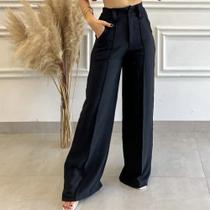 Calça pantalona preta tecido duna Calça pantalona preta tecido duna