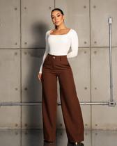 Calça pantalona social alfaiataria premium cintura alta casual moda elegante lançamento feminino