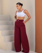 Calça pantalona social alfaiataria premium cintura alta casual moda elegante lançamento feminino