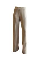 Calça Pantalona Sommer Lisa Canelada Bege