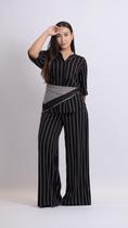 Calça pantalona twill listrada