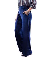 Calça pantalona veludo cotelê azul marinho maria genô