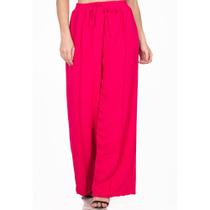 Calça Pantalona Viscolinho Feminina Cintura Alta Casual