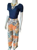 Calça pantalona viscose estampada Calça pantalona viscose estampada