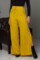 Calça Pantalona Viscose Fenda 936 Amarelo