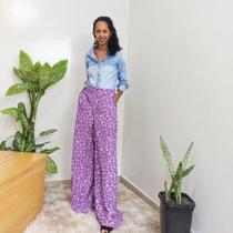 Calça pantalona viscose trabalhada