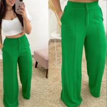Calça Pantalona Wide Leg Duna Bolso Lateral Moda Tendência 2023 P.M.G.GG Blogueira