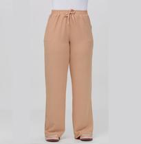 Calça Pantalona Wide Leg Duna Elástico Social Cintura Alta