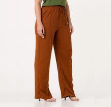 Calça Pantalona Wide Leg Duna Elástico Social Cintura Alta