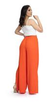 Calça Pantalona Wide Leg Flare Cintura Alta Cós Elástico