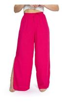 Calça Pantalona Wide Leg Flare Cintura Alta Cós Elástico