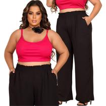 Calça Pantalona Wide Leg Plus Size Confortável Elegante Linha Premium Luxo Calça Pantalona Wide Leg Plus Size Confortável Elegante Linha Premium Luxo