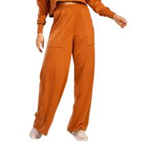 Calça Pantalona Wide Leg WLS Modas Cintura Alta Flare Moletinho Moda Casual