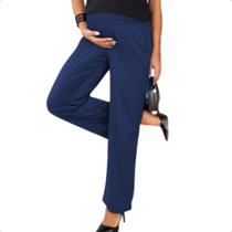 Calca paola lastex viscose azul