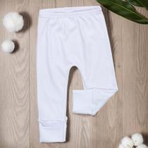 Calça para Bebê Com Pé Reversível Em Suedine Algodão Branco Calça para Bebê Com Pé Reversível Em Suedine Algodão Branco
