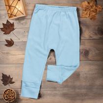 Calça para Bebê Em Suedine Com Pé Reversível Azul Sereno