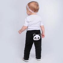 Calça para bebê plush bordado no bumbum panda
