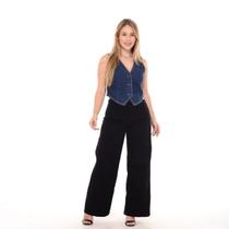 Calça Petit Wide Leg Mom Feminina Paper Bag Pant Perna Larga Calça Petit Wide Leg Mom Feminina Paper Bag Pant Perna Larga