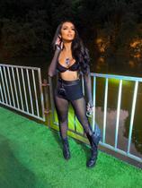 Calça Picks - Cintura Alta Com Franjas nas Laterais + Calcinha/Shortinho - Preto