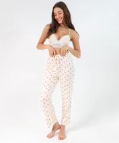 Calça Pijama Feminino Avulsa Flores Marisa Off White-50309 Calça Pijama Feminino Avulsa Flores Marisa Off White-50309