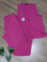 Calça Pink Crepe Air Flow com Barra Dobrada