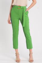 Calça PKS Alfaiataria com Cinto Verde Claro