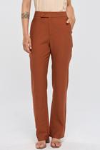 Calça PKS Alfaiataria Em Viscose Marrom