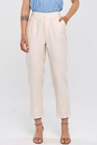 Calça PKS Alfaiataria Reta Em Viscose Off White