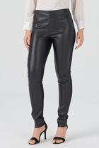 Calça PKS Skinny material sintético e Costas Malha Preta Calça PKS Skinny material sintético e Costas Malha Preta
