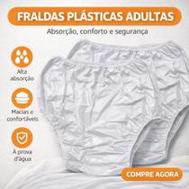 Calça Plastica Geriátrica Simples c Elástico Uso Adulto 2 unidades tam 46 Calça Plastica Geriátrica Simples c Elástico Uso Adulto 2 unidades tam 46