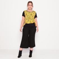 Calça Plus Pantacourt Com Botões - Preto - Tam. 50