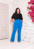 Calça Plus Size Alfaiataria Cinto Forrado