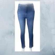 Calça Plus Size desfiado nas barras, Azul Mesclado - 8015