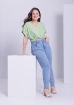Calça Plus Size em Jeans Cintura Alta Chapa Barriga Lunender 21059