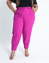 Calça Plus Size Feminina Alfaiataria Cenoura Cintura Alta Modena Moda Elegante Social Trabalho