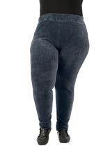 Calça Plus Size Feminina Anistia Fuso Veludo Cotele Grafite