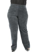 Calça Plus Size Feminina Básica Veludo Cotele Grafite Calça Plus Size Feminina Básica Veludo Cotele Grafite