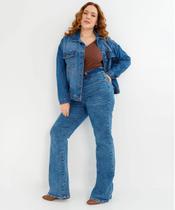 Calça Plus Size Feminina Flare Jeans Azul