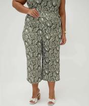 Calça Plus Size Feminina Pantacourt Folhas Marisa-56248