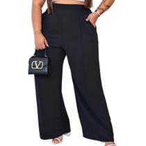 Calça Plus Size Feminina Pantalona Larga Calça Plus Size Confortável Estilosa