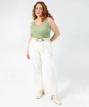 Calça Plus Size Feminina Reta Sarja Off White