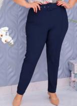 Calça Plus Size Feminina Skynne Cintura Alta com Cinto Tecido Grosso Malha Pop