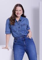 Calça Plus Size Jeans Reta Cintura Alta Lunender 21060