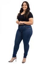 Calça Plus Size Jegging, Azul Escuro, Cós de Elástico, Até 56