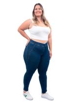 Calça Plus Size Jegging, Azul Escuro, Push-Up
