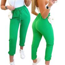 Calça Plus Size Jogger Tecido Duna Moda Elástico Barra Tamanho Grande Calça Plus Size Jogger Tecido Duna Moda Elástico Barra Tamanho Grande