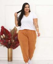 Calça plus size jogguer de lã