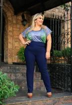 Calça Plus Size Legging Montaria Gorgurão Leg Canelada Cós Largo Calça Plus Size Legging Montaria Gorgurão Leg Canelada Cós Largo