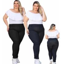 Calça Plus Size Modeladora Cotton Jeans Cós Alto 46 Ao 56